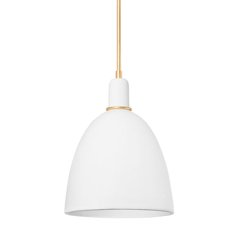 Hudson Valley Copake 1 LIGHT PENDANT in Vintage Gold Lea Matte Ivory Ceramic Finish Model: 1717-VGL/CMI