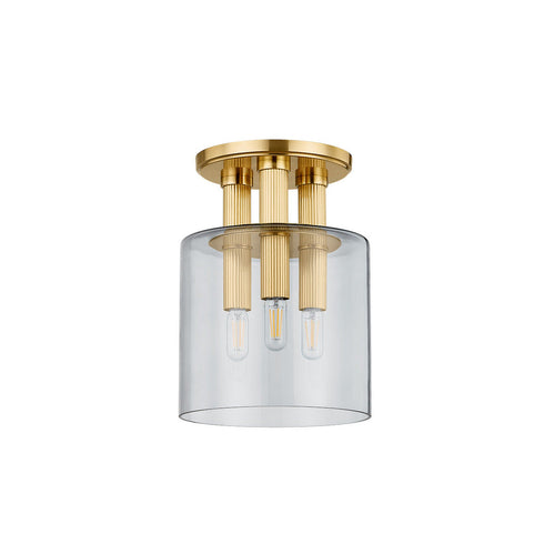 Hudson Valley Crystler Flush Mount in Aged Brass Finish Model: 5133-AGB