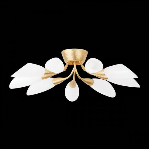 Hudson Valley Enfield Semi Flush in Vintage Gold Leaf Finish Model: 3031-VGL