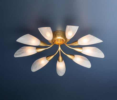 Hudson Valley Enfield Semi Flush in Vintage Gold Leaf Finish Model: 3031-VGL