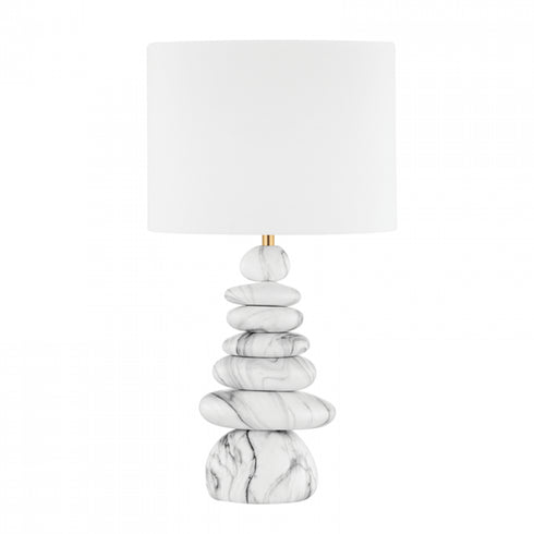 Hudson Valley Fenton 1 LIGHT TABLE LAMP in Aged Bras Ceramic Marbled Gray Finish Model: L1736-AGB/CMG