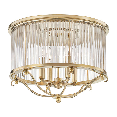Hudson Valley Glass No.1 4 LIGHT SEMI FLUSH in Aged Brass Finish Model: MDS201-AGB