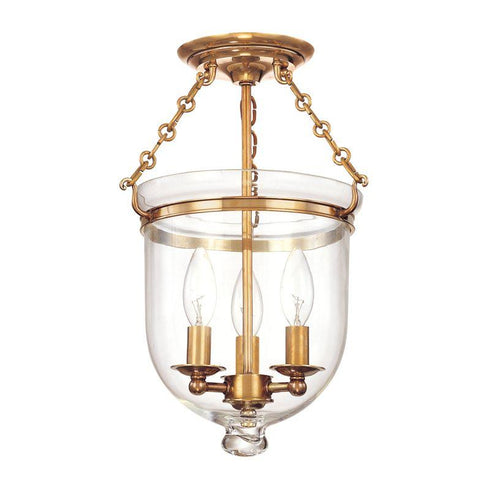 Hudson Valley Hampton 3 LIGHT SEMI FLUSH in Aged Brass Finish Model: 251-AGB-C1