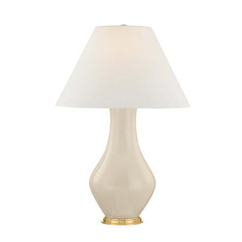 Hudson Valley Hanslope Table Lamp in Aged Brass Ceramic French Muslin Finish Model: MDSL2700-AGB/CFM
