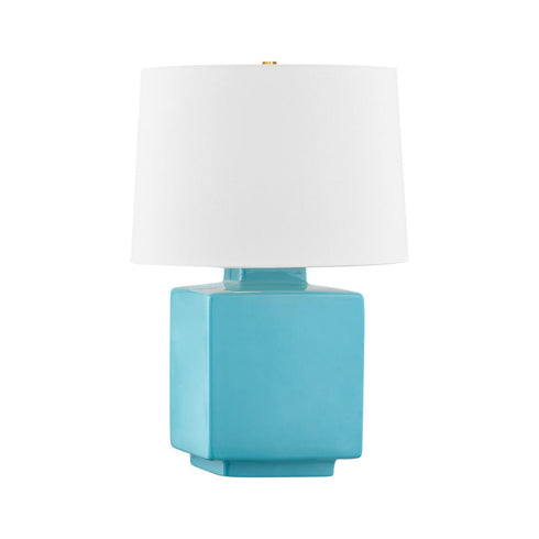 Hudson Valley Hawley Table Lamp in Aged Brass/Ceramic Gloss Turquoise Finish Model: L8821-AGB/CTQ