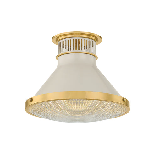 Hudson Valley Highclere Flush Mount in Aged Brass Off White Finish Model: MDS2402-AGB/OW
