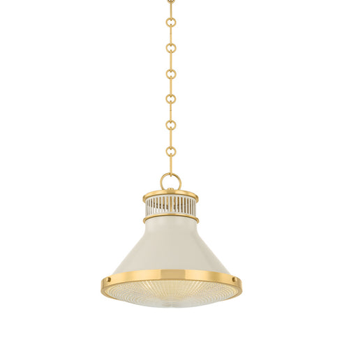 Hudson Valley Highclere Pendant in Aged Brass Off White Finish Model: MDS2404-AGB/OW