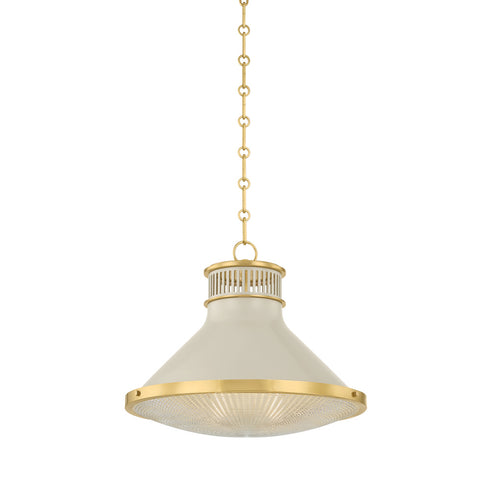 Hudson Valley Highclere Pendant in Aged Brass Off White Finish Model: MDS2405-AGB/OW