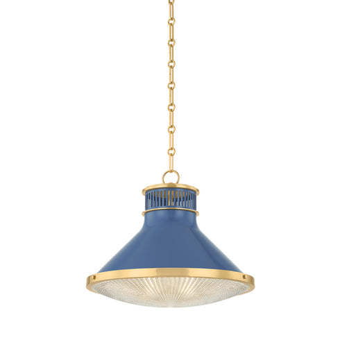 Hudson Valley Highclere Pendant in Aged Brass Soft French Blue Finish Model: MDS2405-AGB/FBL
