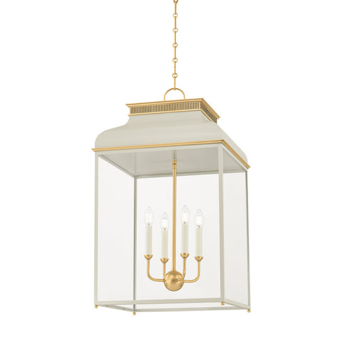 Hudson Valley Houghton Lantern in Aged Brass Off White Finish Model: MDS2401-AGB/OW
