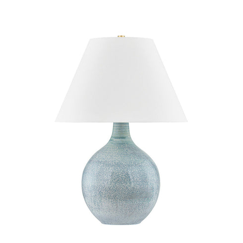 Hudson Valley Kearny Table Lamp in Aged Brass/Ceramic Reactive Seaglass Finish Model: L6227-AGB/C04