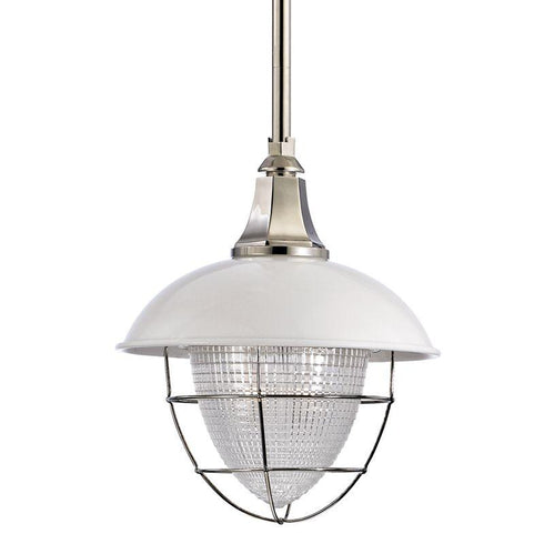 Hudson Valley_discontinued Keene One Light in White Polished Nickel Down Pendant Model: MDS1601-AGB