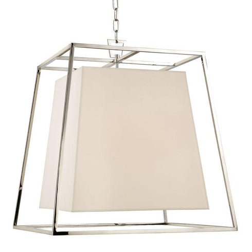 Hudson Valley Kyle 6 LIGHT CHANDELIER With WHITE SHADE in Polished Nickel Finish Model: 6924-PN-WS