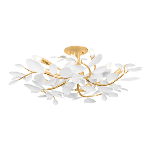 Hudson Valley Marabec Semi Flush in Vintage Gold Leaf/White Plaster Finish Model: 2232-VGL/WP
