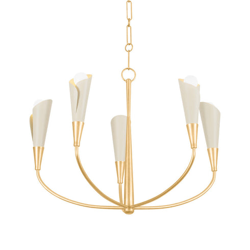 Hudson Valley Montrose Chandelier in Vintage Gold Leaf/Soft Sand Finish Model: 3155-VGL/SSD
