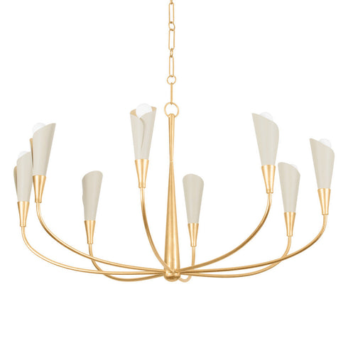 Hudson Valley Montrose Chandelier in Vintage Gold Leaf/Soft Sand Finish Model: 3158-VGL/SSD