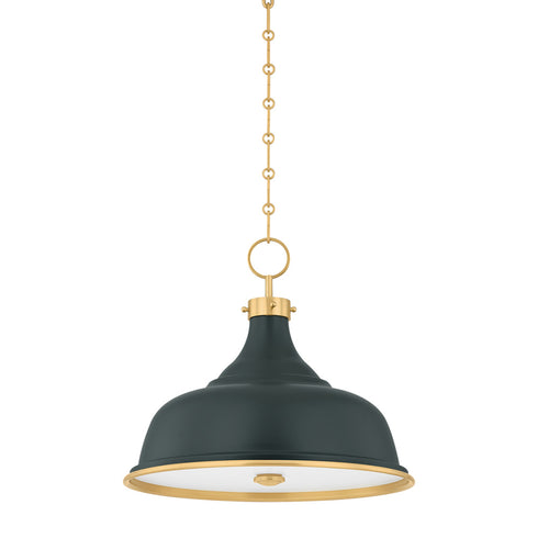 Hudson Valley Painted No. 1 Painted No.1 Pendant in Aged Brass Soft Studio Green Finish Model: MDS300-AGB/SSG