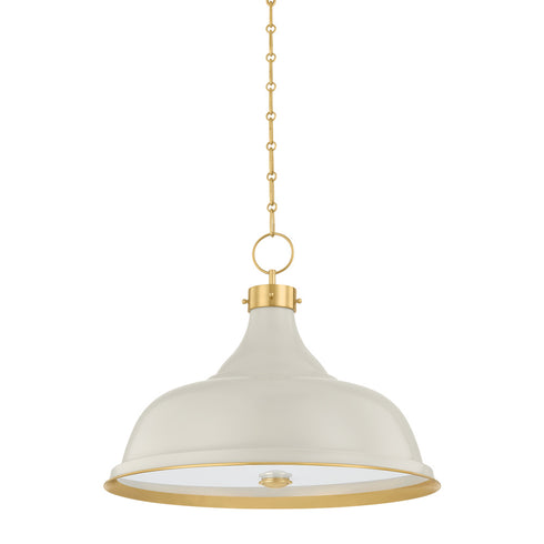 Hudson Valley Painted No. 1 Pendant in Aged Brass Off White Finish Model: MDS300L-AGB/OW
