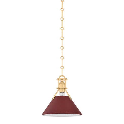 Hudson Valley Painted No. 2 Painted No.2 Pendant in Aged Brass Soft Crimson Finish Model: MDS351-AGB/CRN