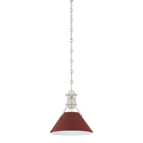 Hudson Valley Painted No. 2 Painted No.2 Pendant in Polished Nickel Soft Crimson Finish Model: MDS351-PN/CRN
