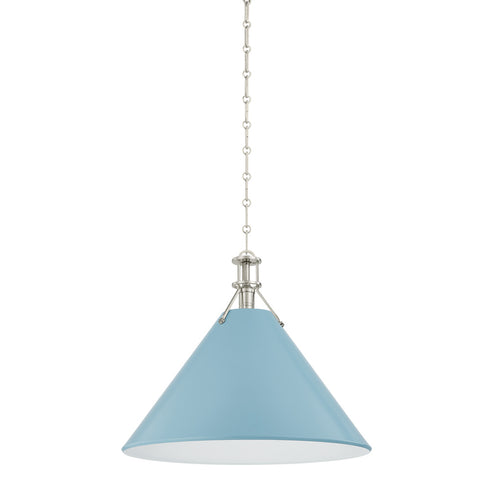 Hudson Valley Painted No. 2 Pendant in Polished Nickel Blue Bird Finish Model: MDS352L-PN/BB