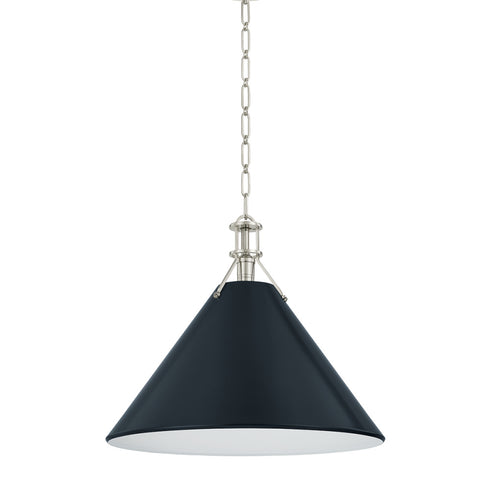 Hudson Valley Painted No. 2 Pendant in Polished Nickel Darkest Blue Finish Model: MDS352L-PN/DBL