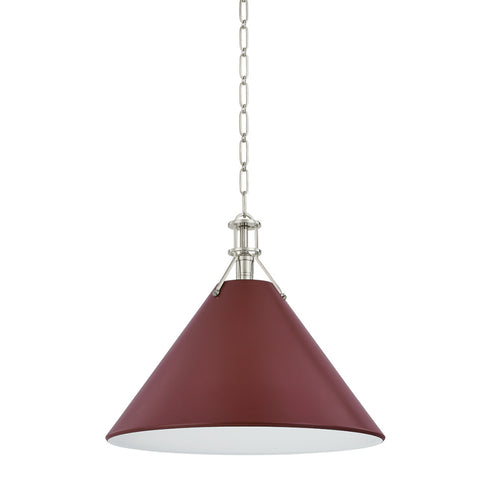 Hudson Valley Painted No. 2 Pendant in Polished Nickel Soft Crimson Finish Model: MDS352L-PN/CRN