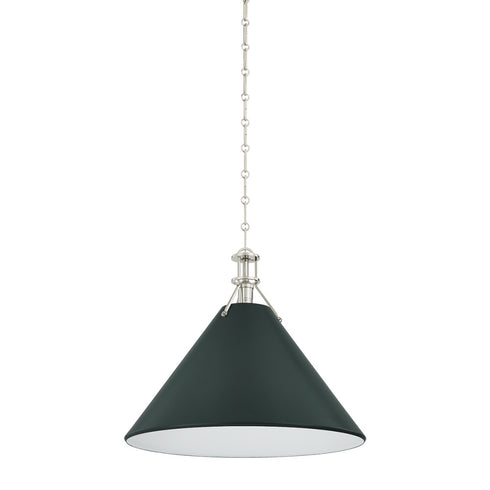 Hudson Valley Painted No. 2 Pendant in Polished Nickel Soft Studio Green Finish Model: MDS352L-PN/SSG