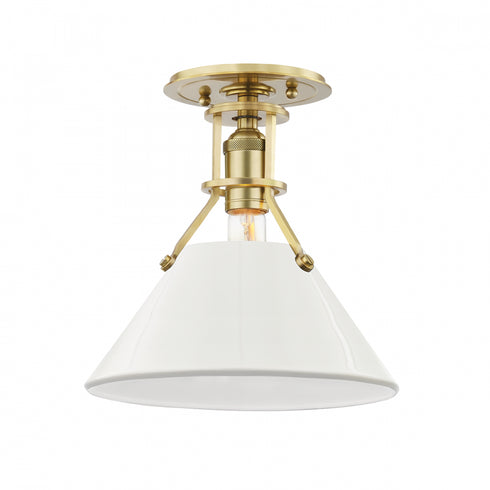 Hudson Valley Painted No.2 Semi Flush in Aged Brass/Leaf Green Combo Finish Model: MDS353-AGB/LFG
