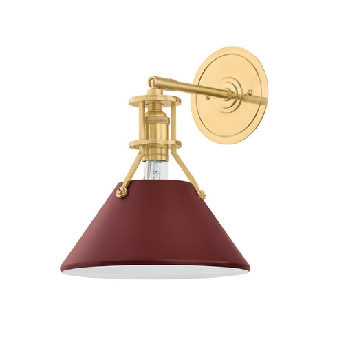 Hudson Valley Painted No. 2 Wall Sconce in Aged Brass Soft Crimson Finish Model: MDS350-AGB/CRN