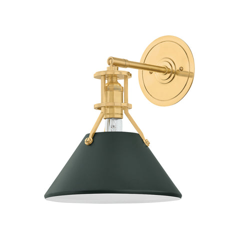 Hudson Valley Painted No. 2 Wall Sconce in Aged Brass Soft Studio Green Finish Model: MDS350-AGB/SSG