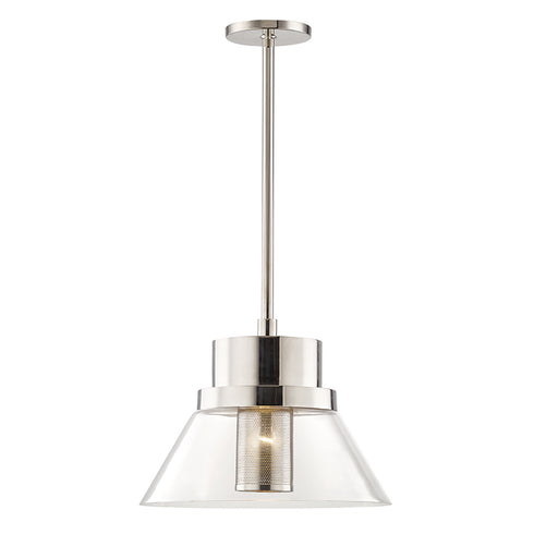 Hudson Valley Paoli 1 LIGHT LARGE PENDANT in Polished Nickel Finish Model: 4032-PN
