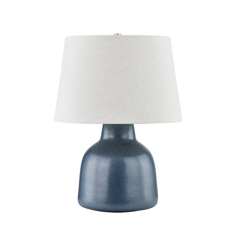 Hudson Valley Ridgefield Table Lamp in Aged Brass/Ceramic Textured Navy Finish Model: L6027-AGB/C08