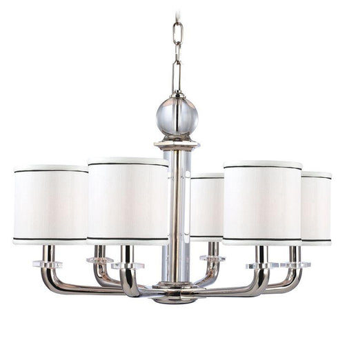 Hudson Valley_discontinued Rock Hill Six Light in Polished Nickel Drum Shade Chandelier Model: MDS1502-AGB/DB