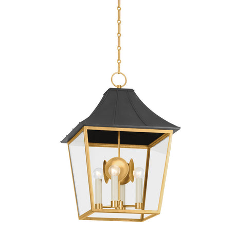 Hudson Valley Staatsburg Lantern in Vintage Gold Lead/Graphite Finish Model: 4904-VGL/GRA