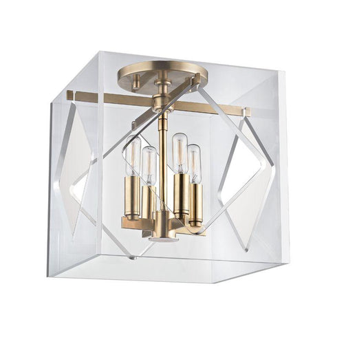Hudson Valley Travis 4 LIGHT FLUSH MOUNT in Aged Brass Finish Model: 5912F-AGB