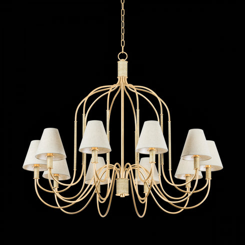 Hudson Valley Warrensburg Chandelier in Vintage Gold Leaf Finish Model: 5744-VGL
