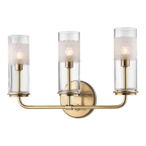 Hudson Valley Wentworth 3 LIGHT WALL SCONCE in Aged Brass Finish Model: 3903-AGB