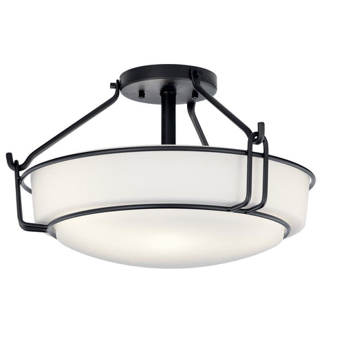 Kichler Alkire 16.5 Inch 3 Light Semi Flush With Model: 44085BK