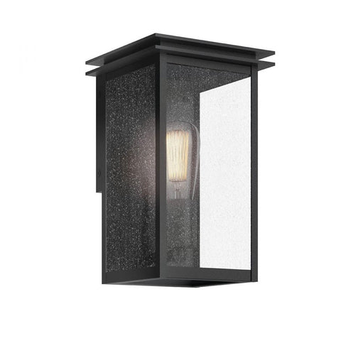 Kichler Arkville 10 Inch 1 Light Outdoor Wall Light with Clear Seeded Glass in Textured Black Model: 59540BKT