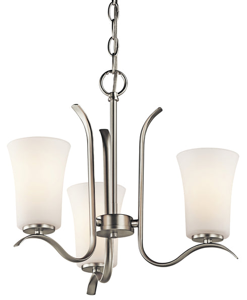 Kichler Armida Mini Chandelier 3 Light in Brushed Nickel Finish Model: 43073NI