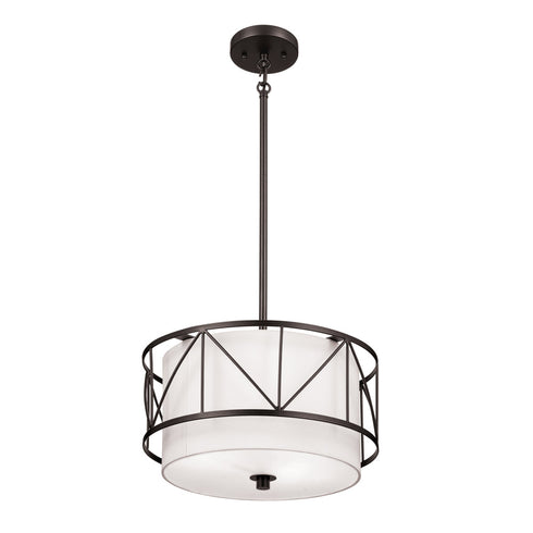 Kichler Birkleigh 14 Inch 3 Light Pendan Semi Flush Model: 52074BK
