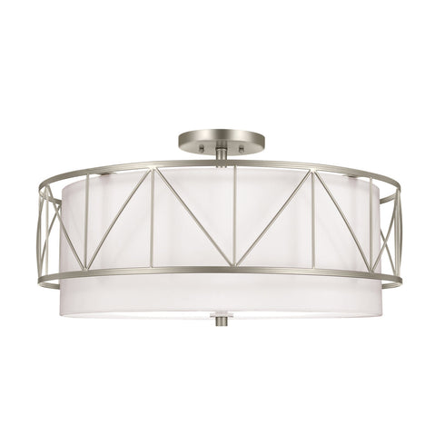 Kichler Birkleigh 24 Inch 4 Light Semi Flush Satin Model: 52076SN