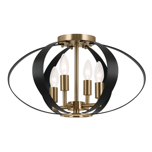 Kichler Cecil 17.75 Inch 4 Light Oval Flush Mount In Model: 52588CPZ