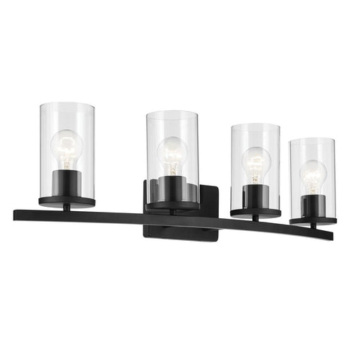 Kichler Crosby 31.25 Inch 4 Light Vanity Light with Clear Glass in Black Model: 45498BKCLR
