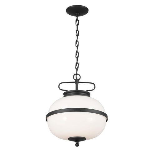 Kichler Dame 12 Inch 2 Light Pendant Textured Black Model: 52478BKT