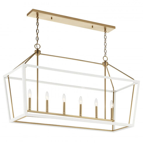Kichler Delvin Linear Chandelier 6 Light in Champagne Bronze Finish Model: 52622CPZWH
