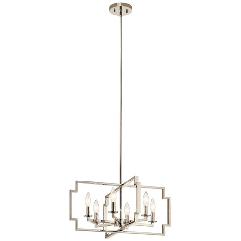 Kichler Downtown Deco 6 Light Chandelier Semi Flush Model: 44128PN