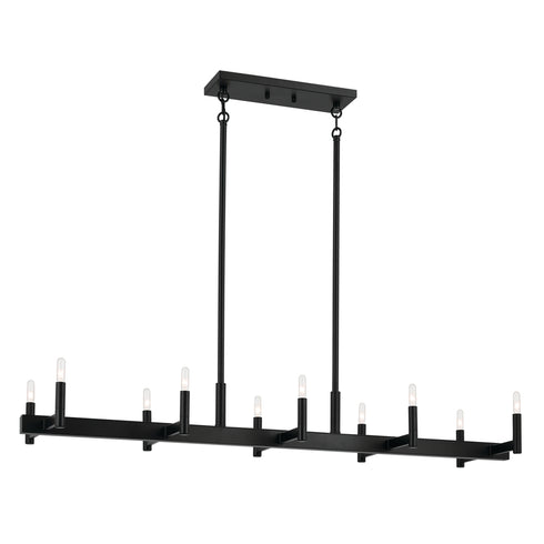 Kichler Erzo Linear Chandelier 10 Light in Black Finish Model: 52614BK