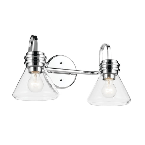 Kichler Farum 19.25 Inch 2 Light Vanity Light with Clear Glass in Black Model: 55154BKCLR